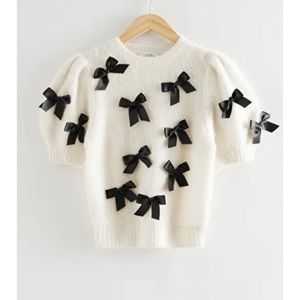 Found!  & other stories Bow Embellished Wool Top size XS